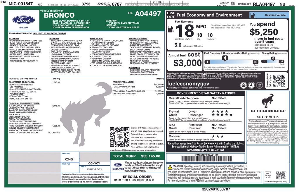 2024 Ford Bronco Black Diamond