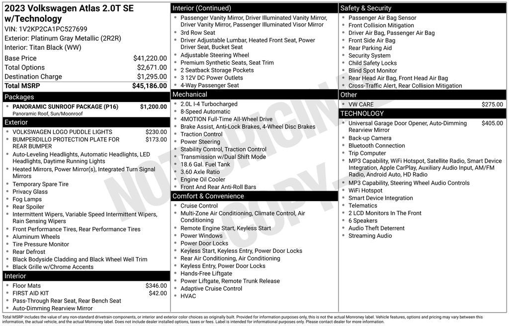 2023 Volkswagen Atlas 2.0T SE w/Technology