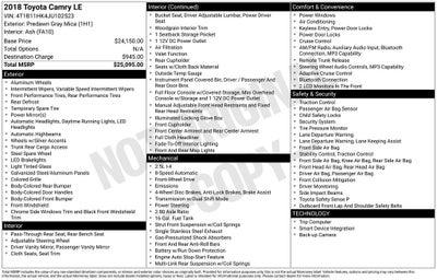 2018 Toyota CAMRY LE