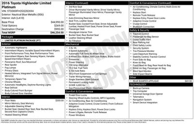 2016 Toyota Highlander Limited Platinum V6