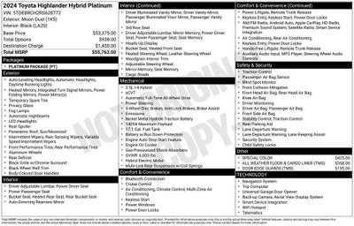 2024 Toyota HIGHLANDER HEV Platinum