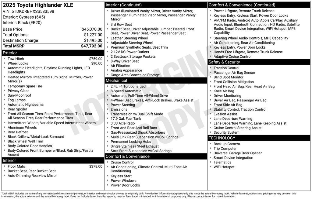 2025 Toyota HIGHLANDER XLE