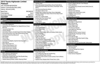 2015 Toyota HIGHLANDER Limited Platinum V6