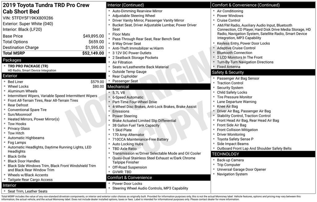 2019 Toyota TUNDRA TRD PRO TRD Pro CrewMax