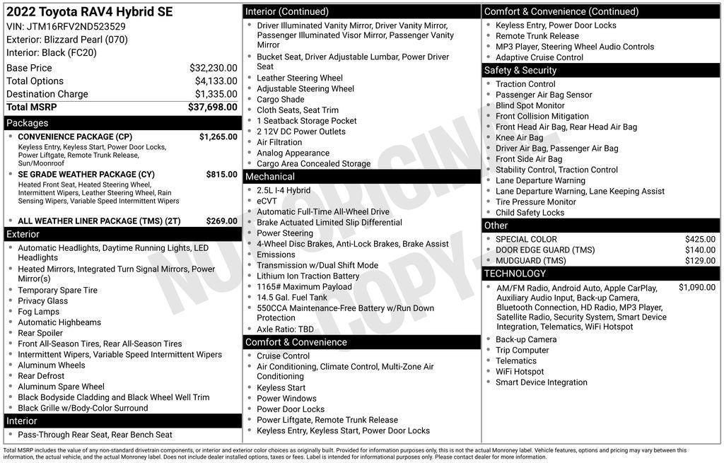 2022 Toyota RAV4 HYBRID SE