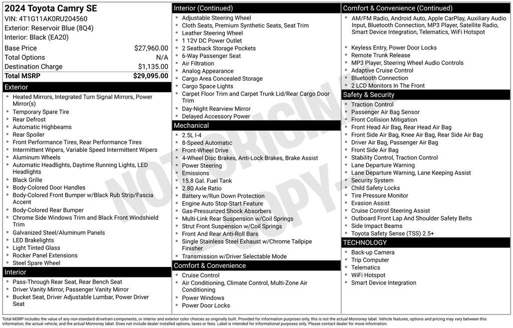 2024 Toyota CAMRY SE