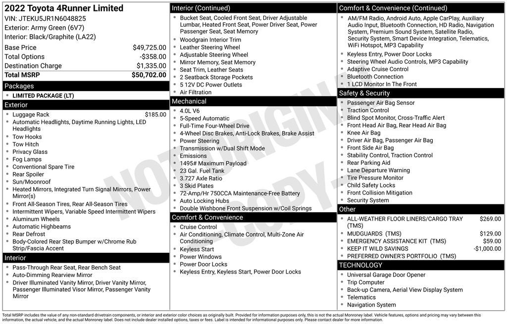2022 Toyota 4RUNNER Limited