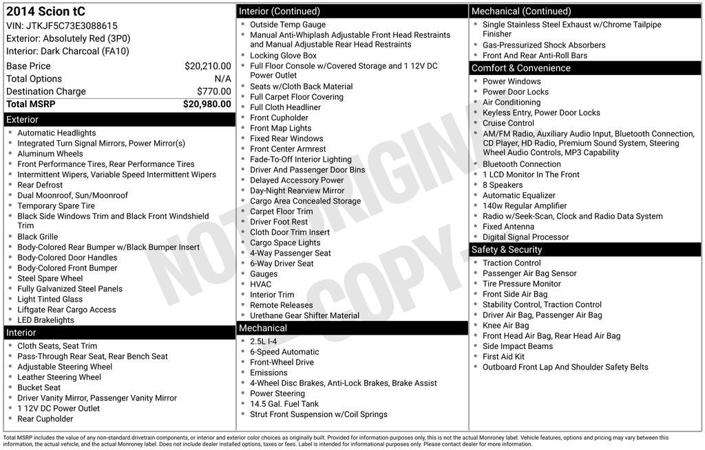 2014 Scion SCION tC Base
